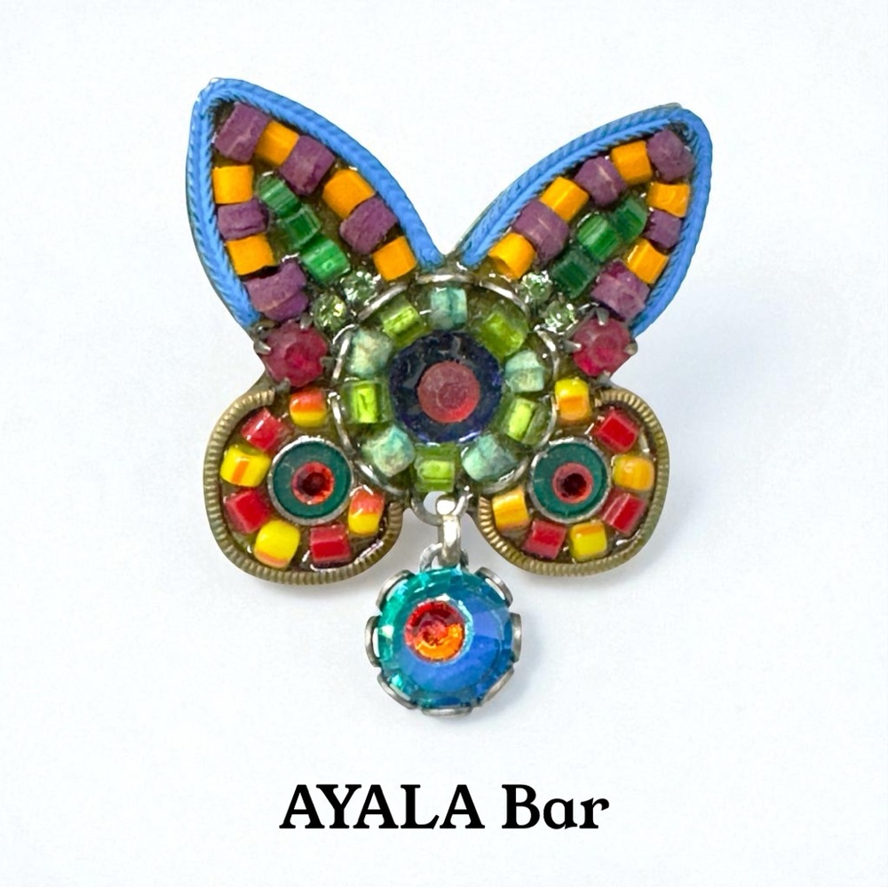 Vintage 80’s-90’s Hallmarked AYALA Bar “Mosaic” Butterfly Pin